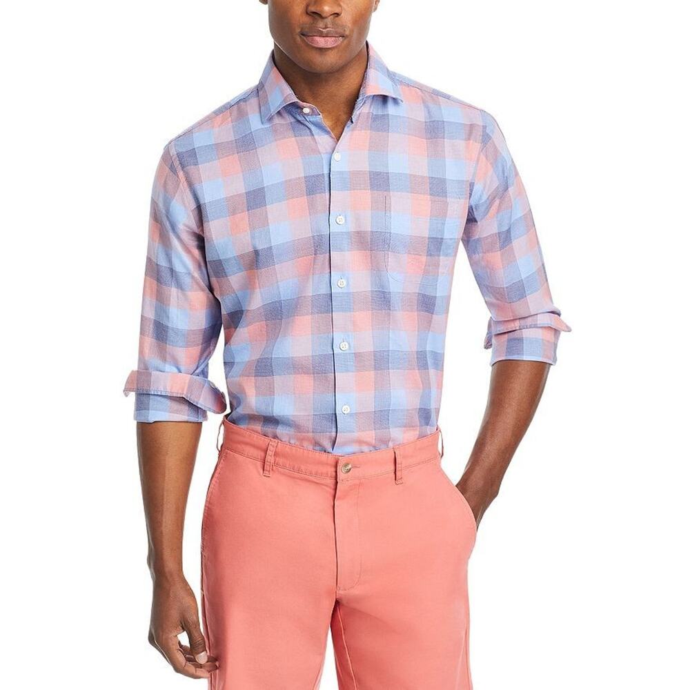 Peter Millar Men's Crown Boothbay Summer Soft Twill Shirt Multi, Size S 0562